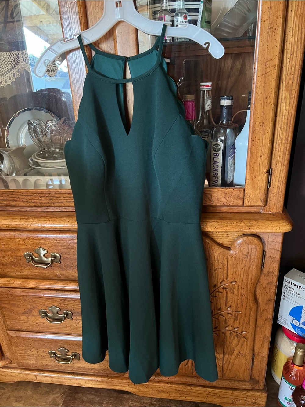 Forest Green Halter Fit & Flare Dress